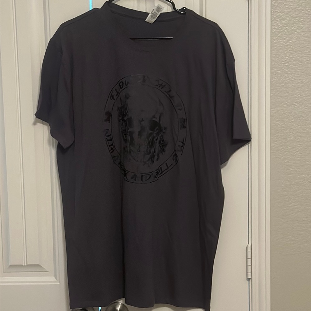 Threadfast unisex gray t-shirt with flower child with a rock and roll soul